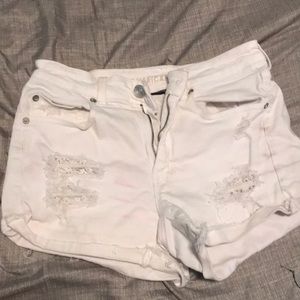 American eagle white ripped shorts